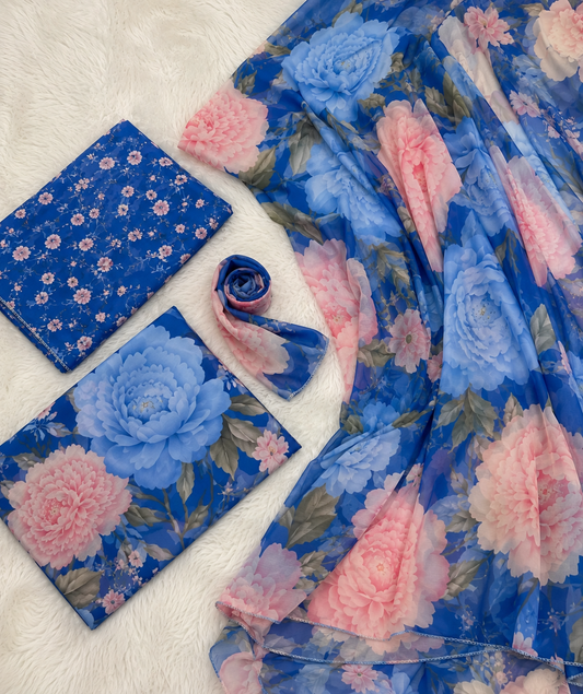 DIGITAL PRINTED SWISS LAWN 3pcs (Azure Blossom)
