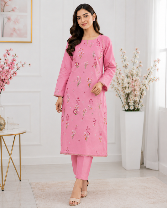 🌸 Pinterest Hit Pure Lawn Embroidery Collection — Soft Pink
