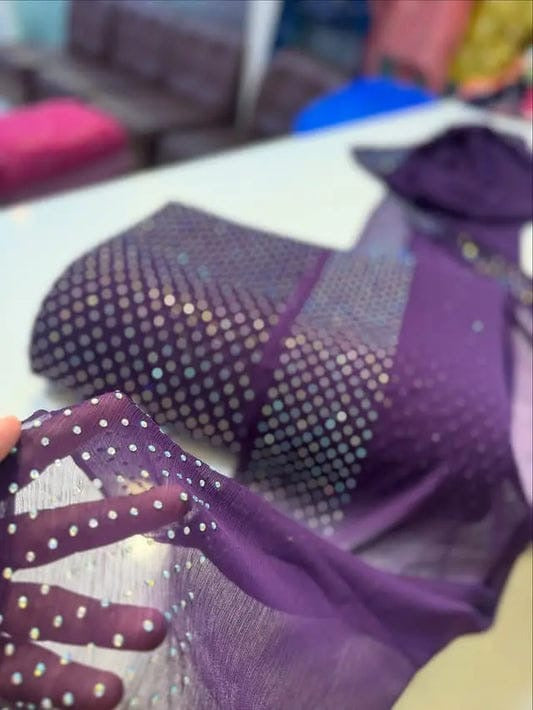 Chiffon Crystal Work unstich Dress