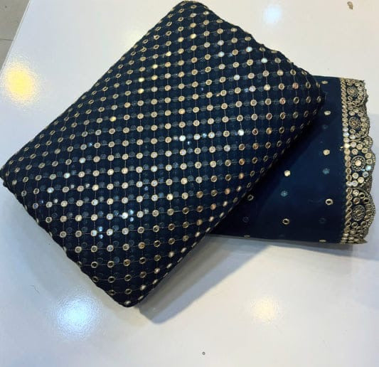 HIBA BUKHARI FORMAL CHIFFON 3PC (NAVY BLUE)