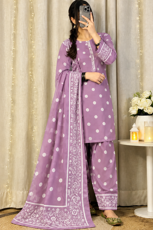 Digital Print Silk 3pcs (Lavender Dot Luxe)