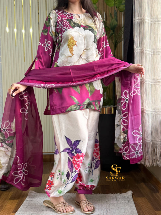 Digital Print Silk 3pcs (Blush Peony)