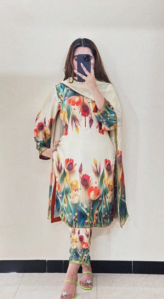 Digital Print Silk 3pcs