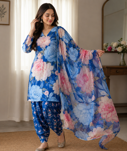DIGITAL PRINTED SWISS LAWN 3pcs (Azure Blossom)