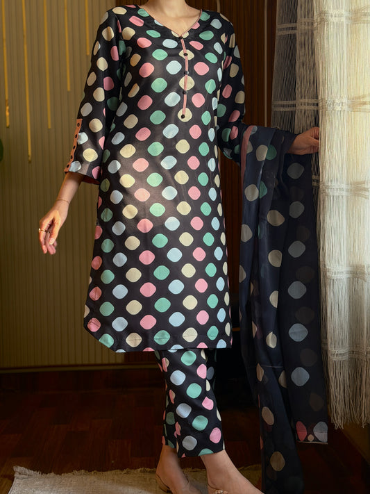 DIGITAL PRINTED SWISS LAWN 3pcs (MULTI POLKA)