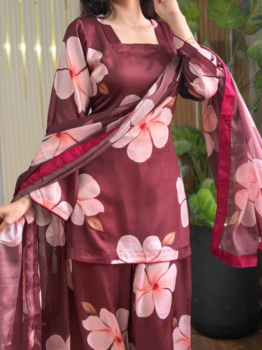 Digital Print Silk 3pcs (Rosewood Blossom)
