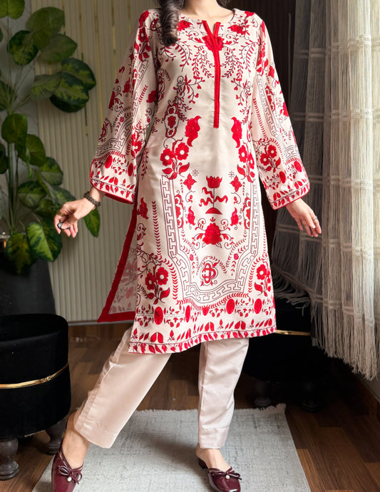 DIGITAL PRINTED SWISS LAWN 2pcs (Ruby Blossom)