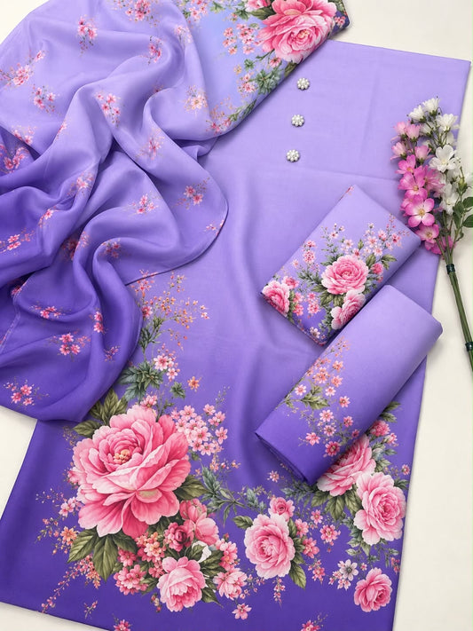 Digital Print Silk 3pcs(LAVENDER)