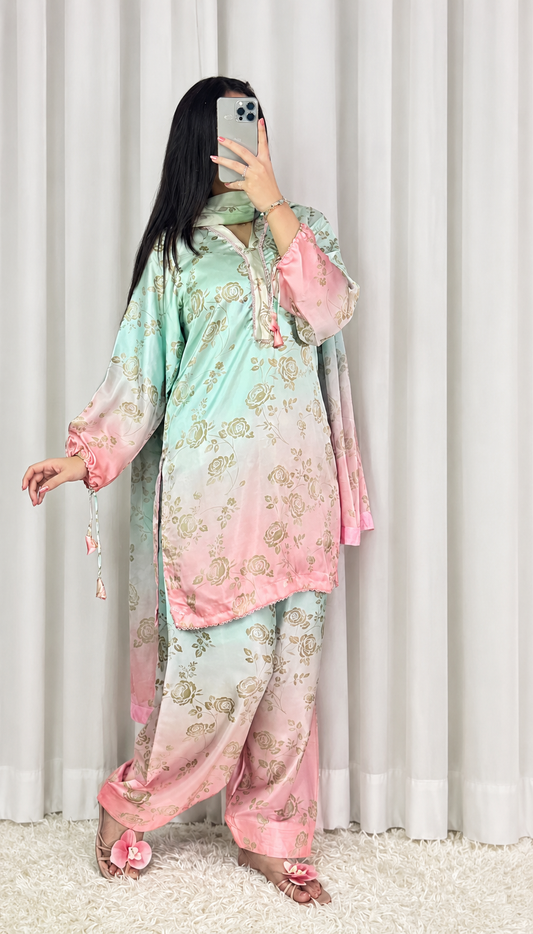 Digital Print Silk 3pcs (Peach Mist)