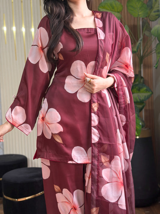 Digital Print Silk 3pcs (Rosewood Blossom)
