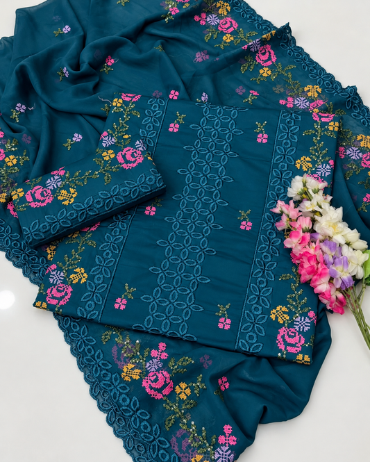 Elachi Cross Stitch Embroidered 3PC (ZING)