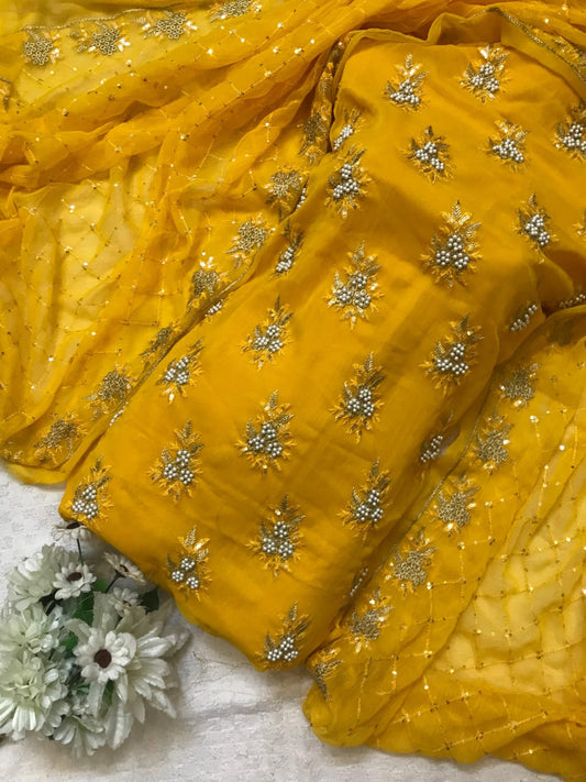 7Pearls Luxury Sloft Chiffon Unstitched 3-piece- Elegant Formal Collection