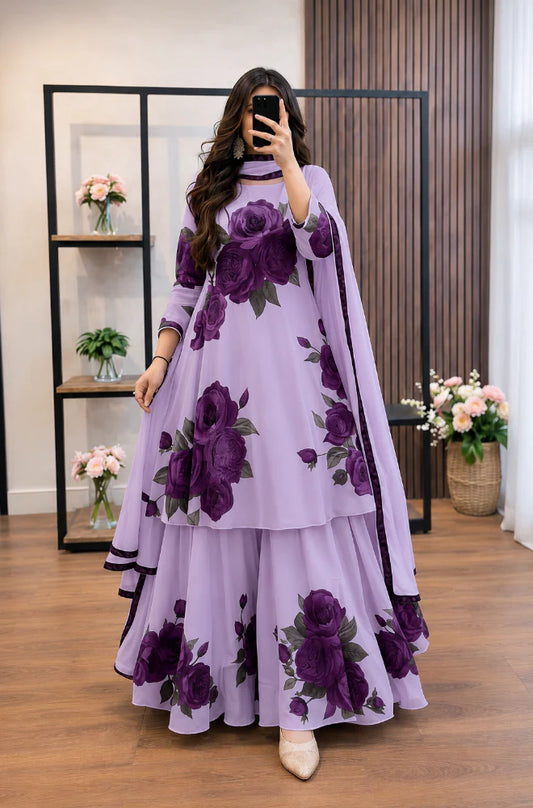 Digital Print Silk 3pcs (LAVENDER ROSE)