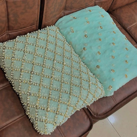 Chiffon boxes pearls emb 3piece