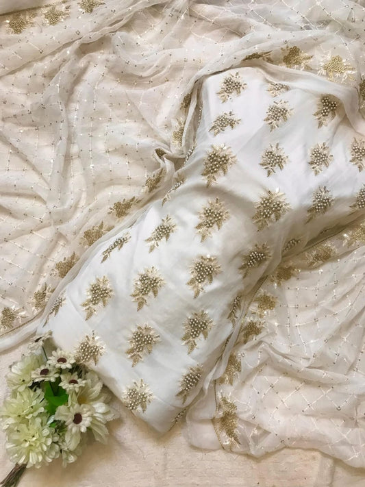 7Pearls Luxury Sloft Chiffon Unstitched 3-piece- Elegant Formal Collection