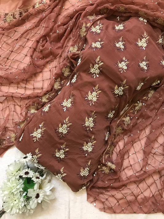 7Pearls Luxury Sloft Chiffon Unstitched 3-piece- Elegant Formal Collection