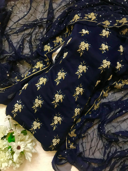 7Pearls Luxury Sloft Chiffon Unstitched 3-piece- Elegant Formal Collection