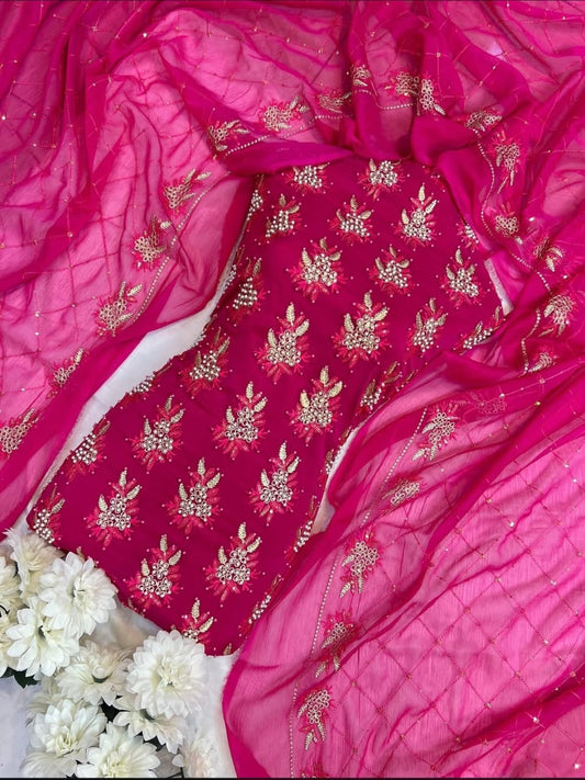 7Pearls Luxury Sloft Chiffon Unstitched 3-piece- Elegant Formal Collection