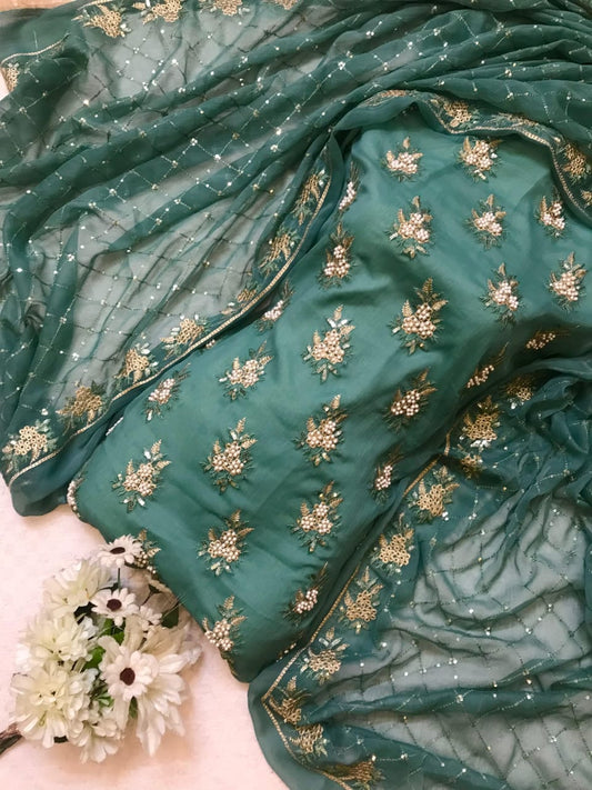 7Pearls Luxury Sloft Chiffon Unstitched 3-piece- Elegant Formal Collection