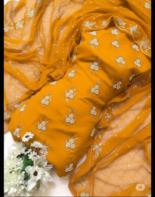 7Pearls Luxury Soft Chiffon Unstitched 3-piece- Elegant Formal Collection