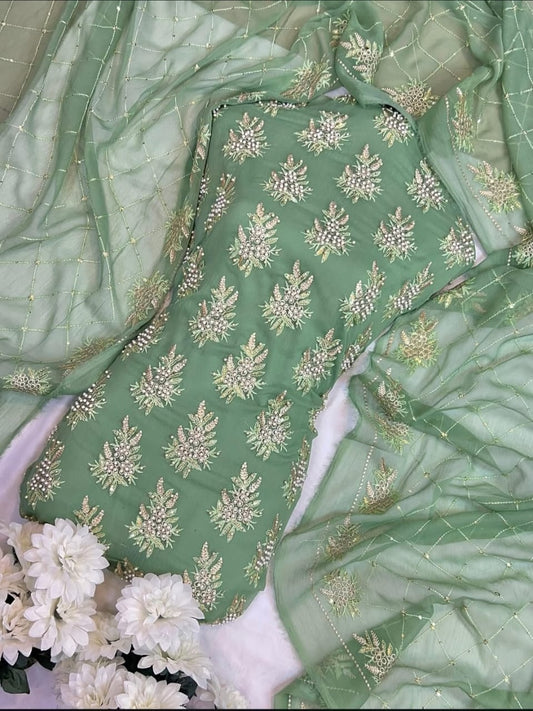 7Pearls Luxury Soft Chiffon Unstitched 3-piece- Elegant Formal Collection