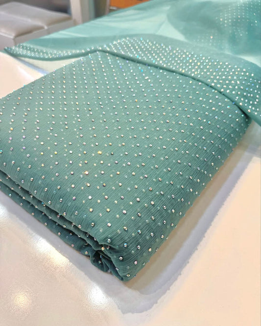 Chiffon Crystal Work unstich Dress