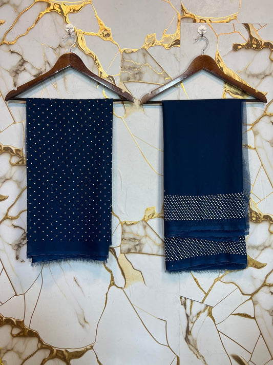 Chiffon Crystal Work unstich Dress