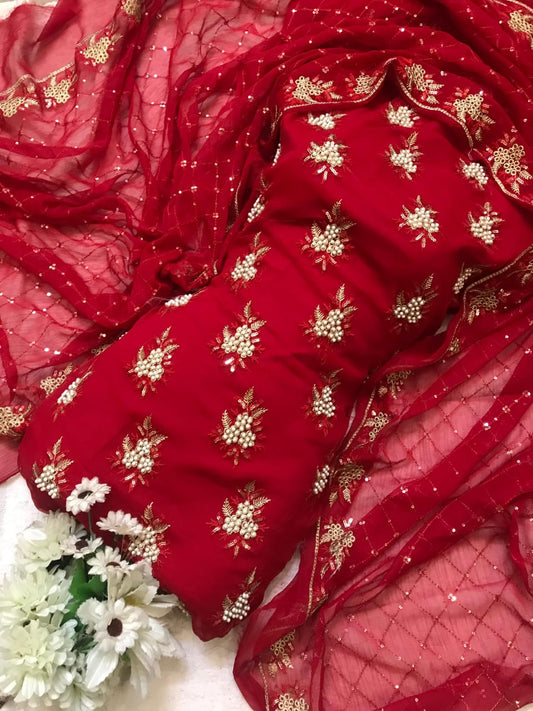 7Pearls Luxury Sloft Chiffon Unstitched 3-piece- Elegant Formal Collection