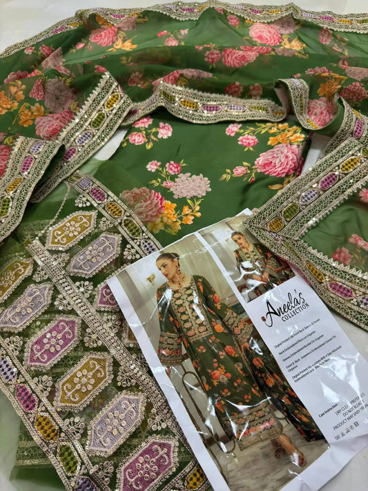 Aneelas Luxury Silk 3 Piece Unstitched