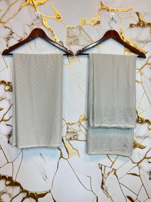 Chiffon Crystal Work unstich Dress