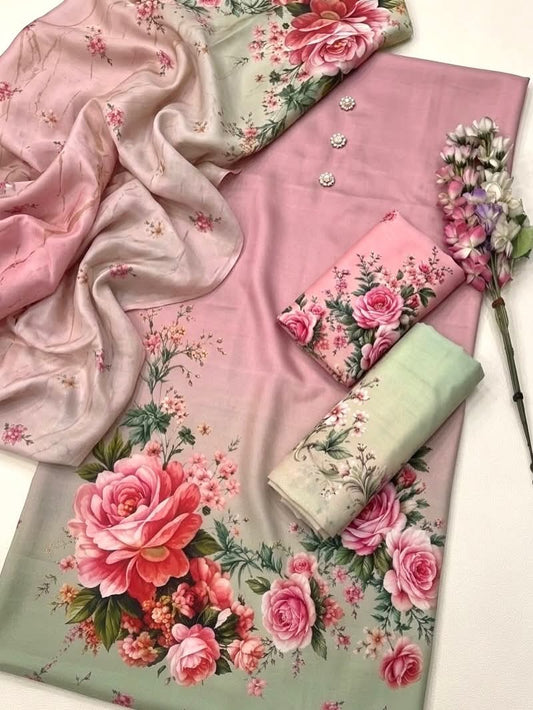 Digital Print Silk 3pcs (Pink Rose)