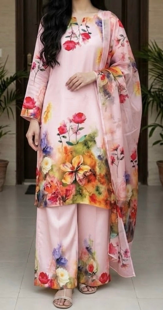 Digital Print Silk 3pcs (B.PINK FROAL)