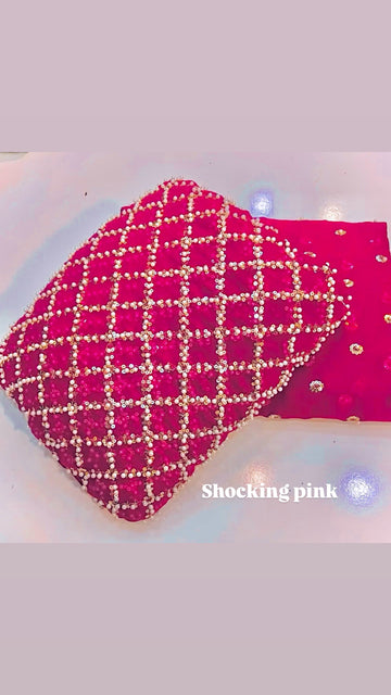 Chiffon boxes pearls emb 3piece ( Pink)