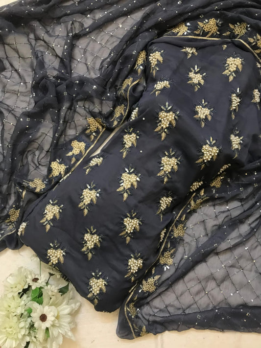 7Pearls Luxury Sloft Chiffon Unstitched 3-piece- Elegant Formal Collection