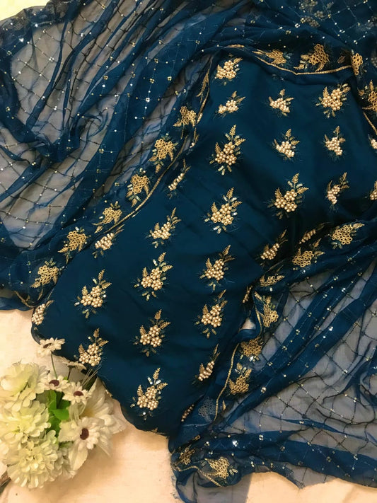 7Pearls Luxury Sloft Chiffon Unstitched 3-piece- Elegant Formal Collection