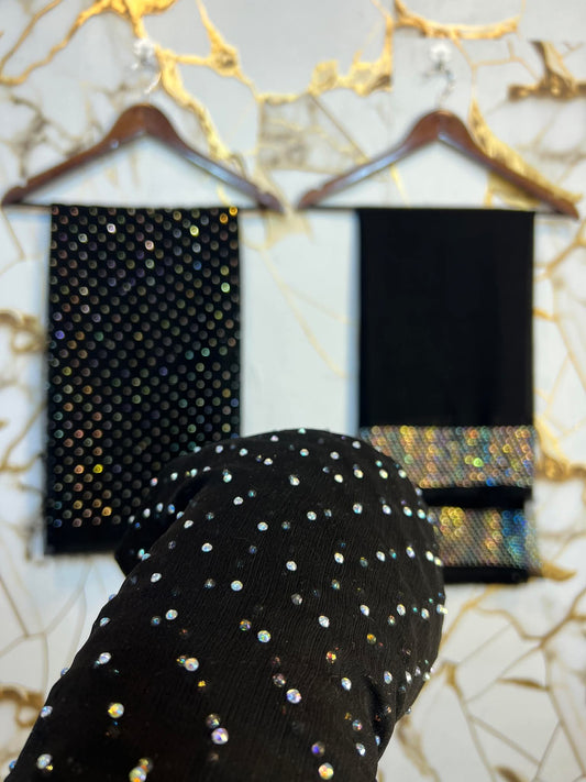 Chiffon Crystal Work unstich Dress