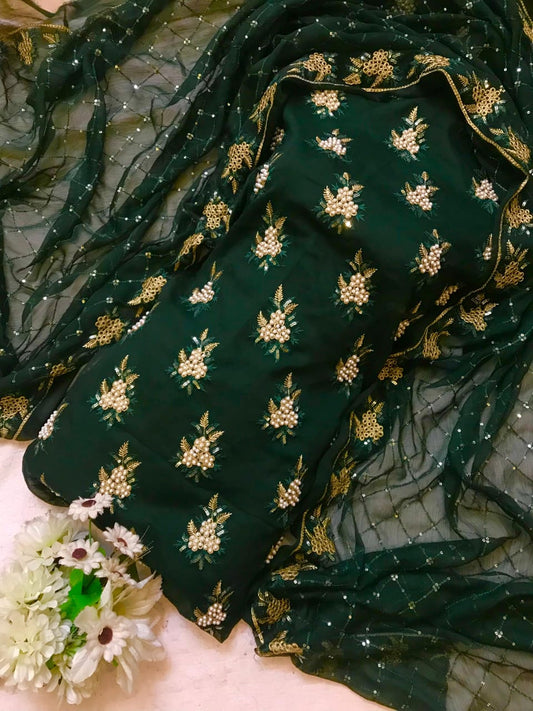 7Pearls Luxury Soft Chiffon Unstitched 3-piece- Elegant Formal Collection